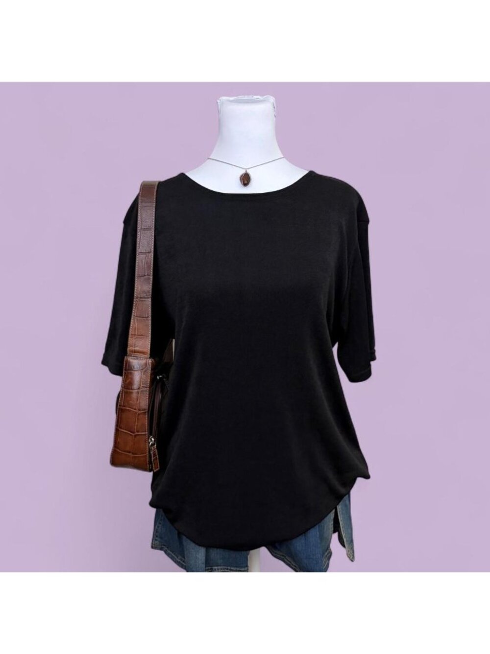 90s black plus-size capsule basic slinky tshirt